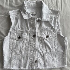 White Denim Sleeveless Vest